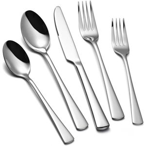 Dazzed Corner - Silverware Set for 8, 40-Piece Stainless Steel Flatware Set - Silver Dazzed Corner - Silverware Set for 8, 40-Piece Stainless Steel Flatware Set - Silver