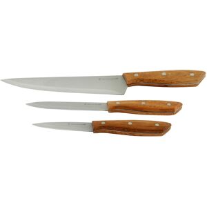 Gibson - Home Seward 3 Piece Stainless Steel Cutlery Set with Wood Handles - Brown Gibson - Home Seward 3 Piece Stainless Steel Cutlery Set with Wood Handles - Brown