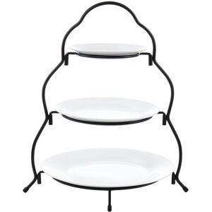 Elama - 3 Tier Round Plate Porcelain Serveware Set - White Elama - 3 Tier Round Plate Porcelain Serveware Set - White