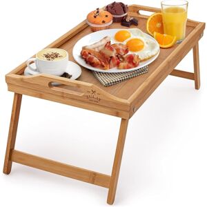 Zulay Kitchen - Bamboo Folding Breakfast Tray - Bed & Snack Tray with Legs, Laptop Desk - Brown Zulay Kitchen - Bamboo Folding Breakfast Tray - Bed & Snack Tray with Legs, Laptop Desk - Brown