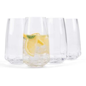 Larder & Vine - Set of 4 Tall 15.2 oz Café Drinking Glasses, Handmade in Poland from Lead-Free Crystal - Clear Larder & Vine - Set of 4 Tall 15.2 oz Café Drinking Glasses, Handmade in Poland from Lead-Free Crystal - Clear