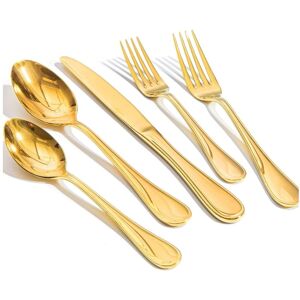 Dazzed Corner - 40 Piece Silverware Set for 8, Stainless Steel Flatware Set - Gold Dazzed Corner - 40 Piece Silverware Set for 8, Stainless Steel Flatware Set - Gold