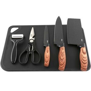 Oster - Gunderson 6 Piece Black Stainless Steel Cutlery Set - Black and Brown Oster - Gunderson 6 Piece Black Stainless Steel Cutlery Set - Black and Brown