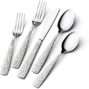 Dazzed Corner - 20-Piece Mirror Polished Stainless Steel Silverware Sets, Flatware Set for 8 - Silver Dazzed Corner - 20-Piece Mirror Polished Stainless Steel Silverware Sets, Flatware Set for 8 - Silver