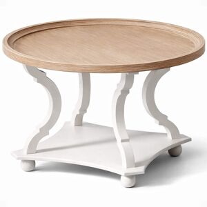 COZAYH - Round Rustic Coffee Table Wood Tray Top Accent Centerpiece Storage, White - Wood, White COZAYH - Round Rustic Coffee Table Wood Tray Top Accent Centerpiece Storage, White - Wood, White