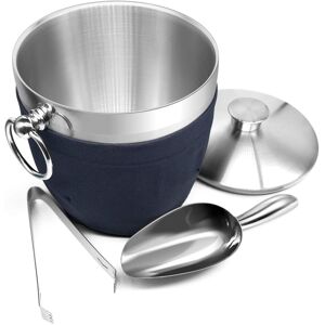 Fortune Candy - Insulated 2.8L Ice Bucket, Double-Wall Stainless Steel w/Lid, Ice Tongs & Scoop, Handmade Nylon Holder for Parties,Bar - Navy Blue Fortune Candy - Insulated 2.8L Ice Bucket, Double-Wall Stainless Steel w/Lid, Ice Tongs & Scoop, Handmade Nylon Holder for Parties,Bar - Navy Blue