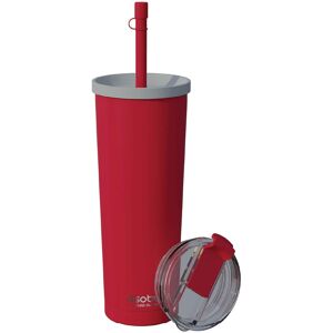 Asobu - Ocean Double-Walled Vacuum-Insulated 27-Oz. Stainless Steel Travel Tumbler, Flexible Straw, Dual Lids - Red Asobu - Ocean Double-Walled Vacuum-Insulated 27-Oz. Stainless Steel Travel Tumbler, Flexible Straw, Dual Lids - Red