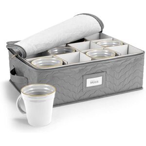 Sorbus - Quilted Coffee Mug Storage Case - Features label windows, handles, and dividers for 12 Mugs/Glassware - Gray Sorbus - Quilted Coffee Mug Storage Case - Features label windows, handles, and dividers for 12 Mugs/Glassware - Gray