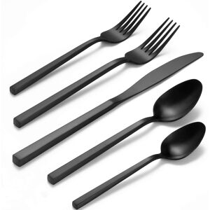 Dazzed Corner - 20-Piece Stainless Steel Flatware Set, Cutlery Set, Silverware Set Service for 4 Dishwasher Safe - Black Dazzed Corner - 20-Piece Stainless Steel Flatware Set, Cutlery Set, Silverware Set Service for 4 Dishwasher Safe - Black