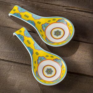 Euro Ceramica Home - Galicia 9.5'' Ceramic Spoon Rests Set of 2 - Yellow Euro Ceramica Home - Galicia 9.5'' Ceramic Spoon Rests Set of 2 - Yellow