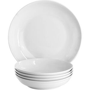 Gibson - Home Great Essentials 5 Piece Fine Ceramic Serving Bowl and Pasta Bowl Set - White Gibson - Home Great Essentials 5 Piece Fine Ceramic Serving Bowl and Pasta Bowl Set - White