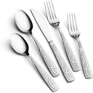Dazzed Corner - 40PCS Stainless Steel Silverware Set, Mirror Polished Cutlery Set,Dishwasher Safe - Silver Dazzed Corner - 40PCS Stainless Steel Silverware Set, Mirror Polished Cutlery Set,Dishwasher Safe - Silver