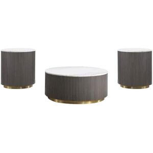 Coaster Co. of America - Jason 3-piece Round Marble Coffee and End Table Set White - White Marble Coaster Co. of America - Jason 3-piece Round Marble Coffee and End Table Set White - White Marble