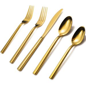 Dazzed Corner - 20-Piece Stainless Steel Flatware Set, Cutlery Set, Silverware Set Service for 4 Dishwasher Safe - Gold Dazzed Corner - 20-Piece Stainless Steel Flatware Set, Cutlery Set, Silverware Set Service for 4 Dishwasher Safe - Gold