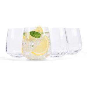 Larder & Vine - Set of 4 Short 13.5 oz Café Drinking Glasses, Handmade in Poland from Lead-Free Crystal - Clear Larder & Vine - Set of 4 Short 13.5 oz Café Drinking Glasses, Handmade in Poland from Lead-Free Crystal - Clear