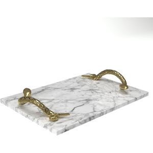 Manhattan Lane - Mamba White Marble Decorative Serving Tray with Brass Snake Handles - White, Brass Manhattan Lane - Mamba White Marble Decorative Serving Tray with Brass Snake Handles - White, Brass