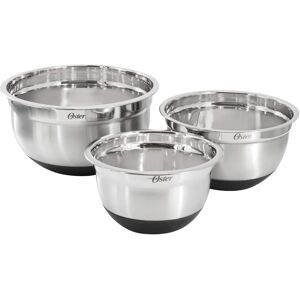 Oster - Oswalt 3 Piece Mixing Bowl Set with Non-Slip Bases in Silver Oster - Oswalt 3 Piece Mixing Bowl Set with Non-Slip Bases in Silver