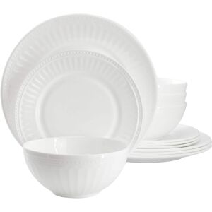 Ultra by Gibson Swanton Arch 12 Piece Break Resistant Opal Glass Dinnerware Set - White Ultra by Gibson Swanton Arch 12 Piece Break Resistant Opal Glass Dinnerware Set - White