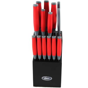 Oster - Lindbergh 14 Piece Stainless Steel Blade Cutlery Set - Red Oster - Lindbergh 14 Piece Stainless Steel Blade Cutlery Set - Red