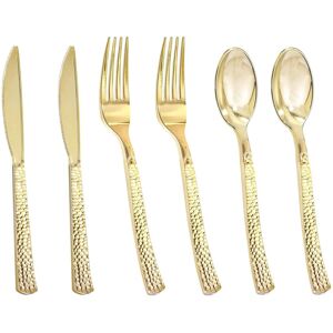 Dazzed Corner - 300 PCS Plastic Silverware - Heavy Duty Plastic Cutlery Set - Gold Dazzed Corner - 300 PCS Plastic Silverware - Heavy Duty Plastic Cutlery Set - Gold