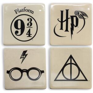 Harry Potter - Icons Ceramic Square Drink Coasters Set of 4 - White Harry Potter - Icons Ceramic Square Drink Coasters Set of 4 - White