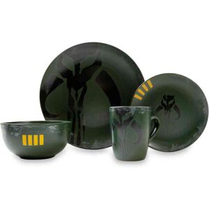 Ukonic - Star Wars Boba Fett Mandalorian 4-Piece Stoneware Dinner Set - Green Ukonic - Star Wars Boba Fett Mandalorian 4-Piece Stoneware Dinner Set - Green