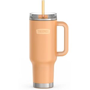 Thermos - 40 oz Stainless Steel Cup Holder Mug w/ Straw - Melon Thermos - 40 oz Stainless Steel Cup Holder Mug w/ Straw - Melon