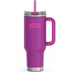 Thermos - 40 oz Stainless Steel Cup Holder Mug w/ Straw - Plum Thermos - 40 oz Stainless Steel Cup Holder Mug w/ Straw - Plum