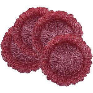 American Atelier - Reef Glass Charger Plates 4-Piece Set 13"D - Pink American Atelier - Reef Glass Charger Plates 4-Piece Set 13"D - Pink