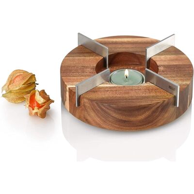 Ad Hoc - Tuto Decorative Teapot & Food Warmer – Portable Wood Base with Stainless Steel Plate for Small & Mid Teapots - Brown Ad Hoc - Tuto Decorative Teapot & Food Warmer – Portable Wood Base with Stainless Steel Plate for Small & Mid Teapots - Brown