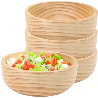 MegaChef - 4 Piece 7 Inch Light Acacia Wood Serving Bowl - Brown MegaChef - 4 Piece 7 Inch Light Acacia Wood Serving Bowl - Brown