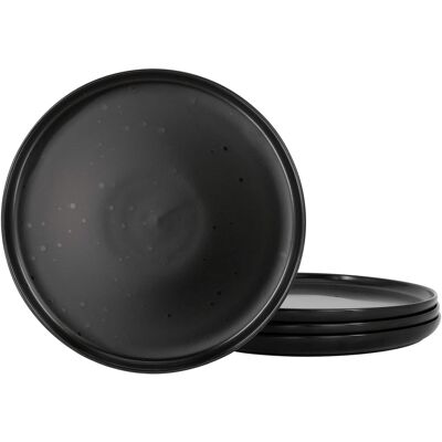Gibson - Our Table Landon 4 Piece 8.4 Inch Round Stoneware Salad Plate Set in Pepper - Black Gibson - Our Table Landon 4 Piece 8.4 Inch Round Stoneware Salad Plate Set in Pepper - Black