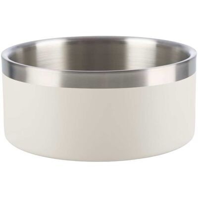 PetMaker - Set of Two 64oz Double Wall Insulated Stainless Steel Dog Bowls - Silver/Cream PetMaker - Set of Two 64oz Double Wall Insulated Stainless Steel Dog Bowls - Silver/Cream