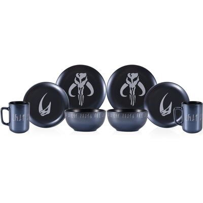Ukonic - Star Wars The Mandalorian 8-Piece Limited Edition Stoneware Dinnerware Set - Black Ukonic - Star Wars The Mandalorian 8-Piece Limited Edition Stoneware Dinnerware Set - Black