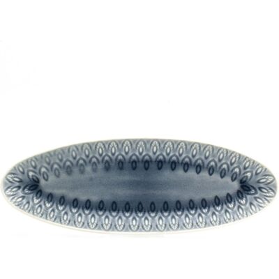 Euro Ceramica Home - Peacock Stoneware Appetizer Serving Tray -- Grey - Gray Euro Ceramica Home - Peacock Stoneware Appetizer Serving Tray -- Grey - Gray