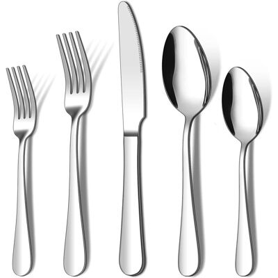 Dazzed Corner - 20 Piece Silverware Set Service for 4, Stainless Steel Flatware Cutlery Set - Silver Dazzed Corner - 20 Piece Silverware Set Service for 4, Stainless Steel Flatware Cutlery Set - Silver