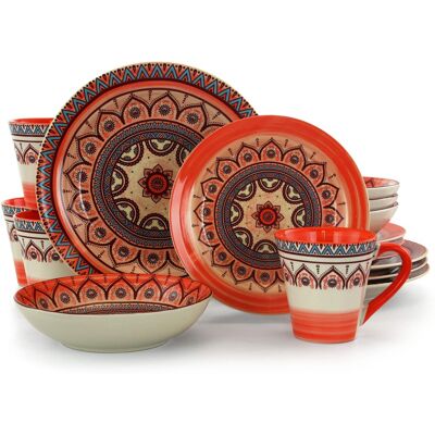Elama - Zen Mozaik 16 Piece Dinnerware Set - Rust Elama - Zen Mozaik 16 Piece Dinnerware Set - Rust