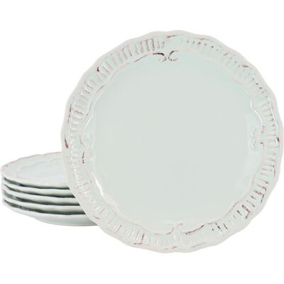 Modern Southern Home - Capri 6 Piece 11 Inch Stoneware Embossed Dinner Plate Set in Egg Blue - Mint Modern Southern Home - Capri 6 Piece 11 Inch Stoneware Embossed Dinner Plate Set in Egg Blue - Mint