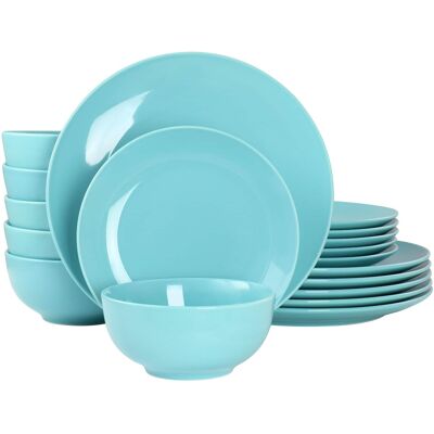 Elama - Luna 18 Piece Porcelain Dinnerware Set - Blue Elama - Luna 18 Piece Porcelain Dinnerware Set - Blue