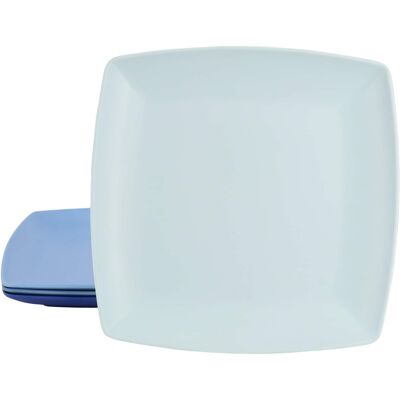 Gibson - Home Grayson 4 Piece 10.5 Inch Square Melamine Dinner Plate Set in Assorted - Blue Gibson - Home Grayson 4 Piece 10.5 Inch Square Melamine Dinner Plate Set in Assorted - Blue