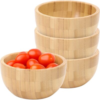 MegaChef - 4 Piece 4.75 Inch Bamboo Wood Salad Bowl Set - Light Brown MegaChef - 4 Piece 4.75 Inch Bamboo Wood Salad Bowl Set - Light Brown