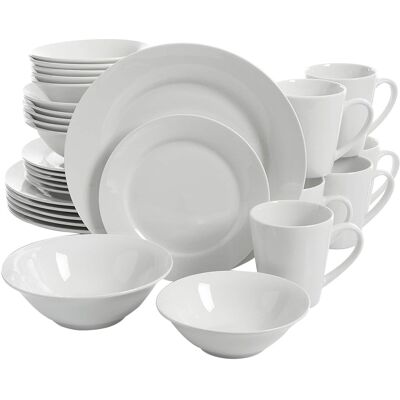 Gibson - Home Noble Court 30 Piece Ceramic Dinnerware Set - White Gibson - Home Noble Court 30 Piece Ceramic Dinnerware Set - White