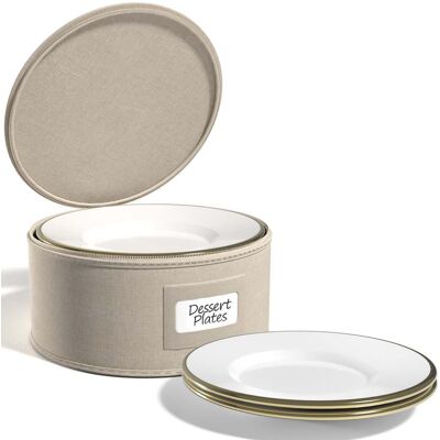 Sorbus - China Storage Dessert Plate Container Dinnerware Organizer (1 Piece) - Beige Sorbus - China Storage Dessert Plate Container Dinnerware Organizer (1 Piece) - Beige