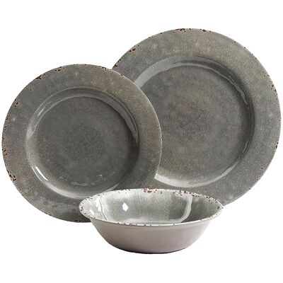 Studio California - Mauna 12 Piece Dinnerware Set in Crackle Look Decal - Gray Studio California - Mauna 12 Piece Dinnerware Set in Crackle Look Decal - Gray