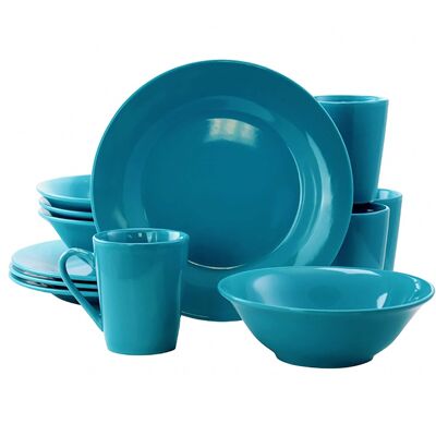 Gibson - Home Carlton 12 Piece Dinnerware Set - Blue Gibson - Home Carlton 12 Piece Dinnerware Set - Blue