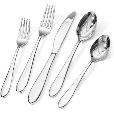 Dazzed Corner - 40-Piece Silverware Set for 8,Stainless Steel Flatware Set - Silver Dazzed Corner - 40-Piece Silverware Set for 8,Stainless Steel Flatware Set - Silver