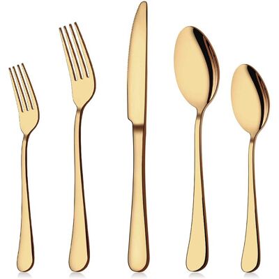 Dazzed Corner - Silverware Set for 8, 40-Piece Flatware Set Stainless Steel Cutlery Kitchen Utensil Set - Gold Dazzed Corner - Silverware Set for 8, 40-Piece Flatware Set Stainless Steel Cutlery Kitchen Utensil Set - Gold