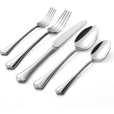 Dazzed Corner - 40-piece Stainless Steel Flatware Set Cutlery Set for 8,Silverware Set - Silver Dazzed Corner - 40-piece Stainless Steel Flatware Set Cutlery Set for 8,Silverware Set - Silver