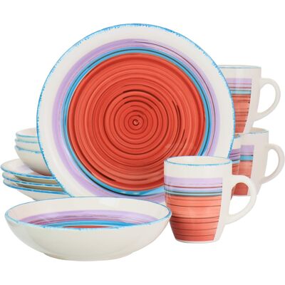 Gibson - Home Richvale 12 Piece Round Durastone Dinnerware Set - Red Gibson - Home Richvale 12 Piece Round Durastone Dinnerware Set - Red