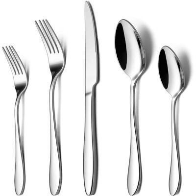Dazzed Corner - 40 Piece Silverware Flatware Set for 8,Stainless Steel Cutlery Set - Silver Dazzed Corner - 40 Piece Silverware Flatware Set for 8,Stainless Steel Cutlery Set - Silver